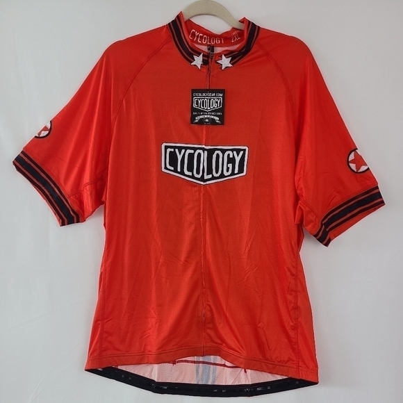 Cycology Cycling Jersey Orange Adult 2XL Train Hard Get Lucky Logo Full Zipper - Picture 1 of 6